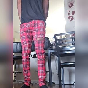 Topman Red Tartan Men's Pants Size W30 L32